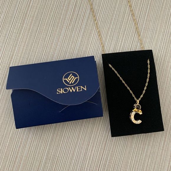 Jewelry - necklace for women girls,14k gold plated dainty letter pendant necklace 18"